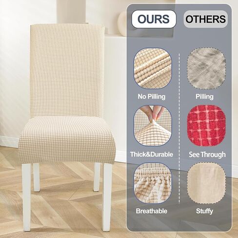 Dining Room Chair Covers,Chair Covers Set of 2, Soft and Stretchy,Cat Scratch Protection, Cream White, Regular Size, Dining Chair Cover Banquet Wedding, Kitchen, Hotel, Celebration in Saudi Arabia