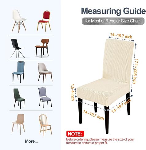 Dining Room Chair Covers,Chair Covers Set of 2, Soft and Stretchy,Cat Scratch Protection, Cream White, Regular Size, Dining Chair Cover Banquet Wedding, Kitchen, Hotel, Celebration in Saudi Arabia