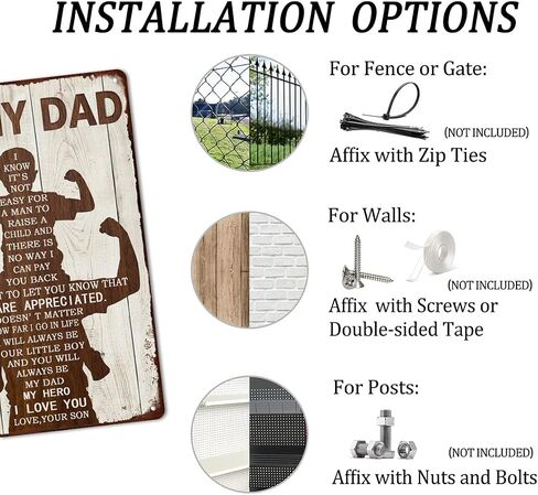 To My Dad Metal Sign Father's Day Tin Sign Vintage Home Wall Decor Signs Birthday Gift For Dad From Son 8x12 Inch in Saudi Arabia