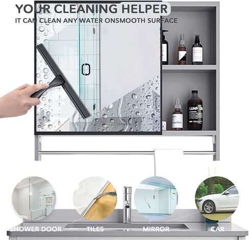 All-Purpose Handheld Squeegee for Shower Door, Stainless Steel Shower Door Squeegee with Hook, Glass Water Wiper for Mirrors Window Tile Wall Car, Bathroom Water Removal Tool (10-inches) in Saudi Arabia