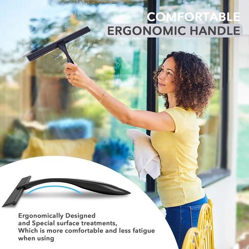 All-Purpose Handheld Squeegee for Shower Door, Stainless Steel Shower Door Squeegee with Hook, Glass Water Wiper for Mirrors Window Tile Wall Car, Bathroom Water Removal Tool (10-inches) in Saudi Arabia