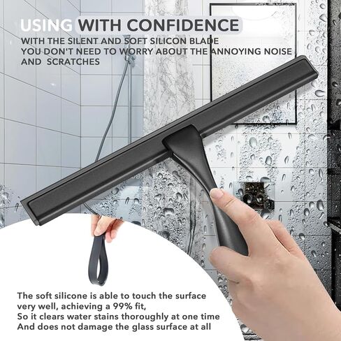 All-Purpose Handheld Squeegee for Shower Door, Stainless Steel Shower Door Squeegee with Hook, Glass Water Wiper for Mirrors Window Tile Wall Car, Bathroom Water Removal Tool (10-inches) in Saudi Arabia
