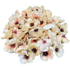 100 pcs Artificial Silk Poppy Anemone Flower Heads Autumn Fake Poppy Flower,Vase Fillers,Corsages for Wedding Decor,Nursery Wall,Archway Decor Wreath Garland Cake Ornaments (Rose Red)