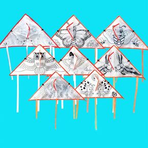 10 PCS DIY Color Filled Kite for Kids Kite Making Kit Bulk, Painting Kites,Decorating Coloring Kite Party Pack,Colorful Life Kite for Kids & Adults, Extremely Easy to Fly Kite, Best Kite for Beginner