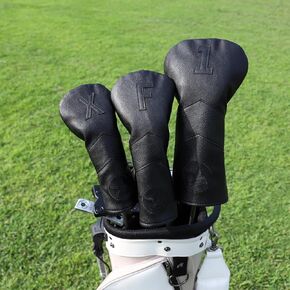 Golf Club Headcover for Driver Covers, Fairway Wood Covers, Hybrid Covers Black Eagle Style Premium Leather 3 Wood Headcover Set with Interchangeable No. Tags Golf Club Covers