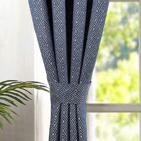 SINGINGLORY Drapes 84 Inch Length 2 Panels Set Jacquard Textured Grommet Room Darkening Curtains for Living Room Thermal Curtains Door Curtains for Door Window (Blue, 52x84 Inch)