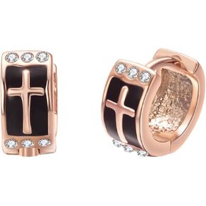 Black CZ Stud Earrings For Men Hypoallergenic Stainless Steel Multicolor False Earrings Set Crystal Jewelry
