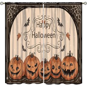 Forest Curtain Halloween Horror Forest Castle Pumpkin Bat Owl Cat Kitchen Curtain Bedroom Living Room Blackout Curtain Decorative Curtain 42x45 Panels