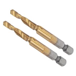 Combination Drill and Tap Bit, M10 x 1.5 Thread Size 1/4" Hex Shank, Titanium Coated High Speed Steel Long Tools - (Applications: for Aluminum Stainless Steel Plastic Long)