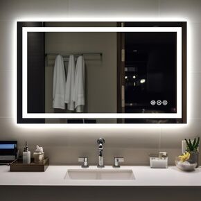 24x40 Inch LED Bathroom Mirror - Lighted Vanity Mirror for Wall with Front and Backlit, Anti-Fog, Shatter-Proof, 3 Color Temperatures, Memory, Stepless Dimmable, Horizontal/Vertical,