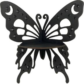 TANG SONG Butterfly Moon Star Bohemian Style Wooden Corner Shelf Decorative Shelf Floating Wall Mounted Crystal Shelf Corner Shelves for Bedroom Kitchen Office Living Room (Black) in Kuwait