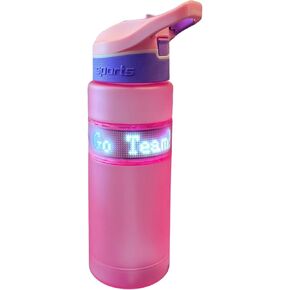 ARCTIC GLOW Customizable LED Screen Water Bottle 27 oz | BPA Free | Locking Straw | Bluetooth | Fun for Kids, Parties, Birthdays, Camping/Hikes, Corporate Events, Sports (Black w/Red LED letters)