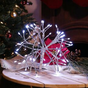 Alpine Corporation 10"H Indoor Christmas Snowflake Ornament with Multi-Colored LED Lights, Silver