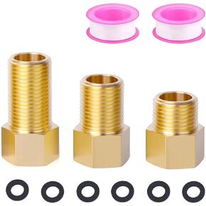 1/2" Brass Pipe Extension Fitting, 1/2" Female to 1/2" Male Pipe Connector Fitting, Brass Hex Bushing Adapter Reducer Adapter for Tub Spout/Shower with Teflon Tape (2PCS), Length 30/40/50MM (3PCS)