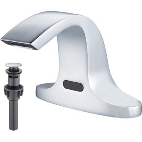 Commercial Automatic Sensor Touchless Bathroom Sink Faucet, Motion Activated Hands-Free Basin Tap with Mixer Valve Control Box and Deck Plate…