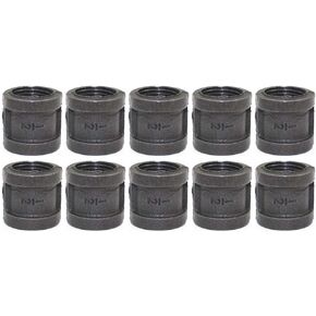 10PCS 1/2" Black Cast Pipe Fitting Coupling Threaded Pipe Nipples Malleable Iron Cast Pipe Coupling Industrial Piping DIY Plumbing Pipe Decor Furniture Industrial Vintage Style