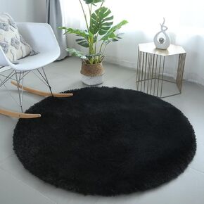 4x4 Round Area Rug, Soft Bedroom Circle Rugs, Fluffy Circle Rug, Fluffy Plush Shaggy Circle Rugs for Kids Room Living Room and Nursery Bedroom Decor