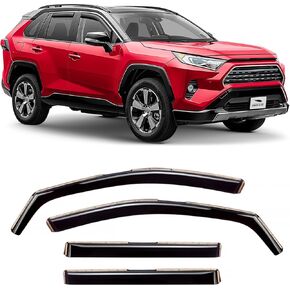 Voron Glass in-Channel Extra Durable Rain Guards for Toyota RAV4 2019-2024, Window Deflectors, Vent Window Visors, 4 Pieces - 200555 Black
