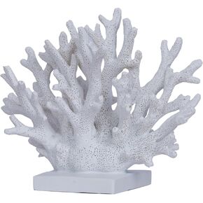 Coral Reef Decor White Coral Decor 7.4" Fake Coral Coastal Decor Coral Statue Table Decoration Ocean Nautical Themed Home Decor Beach Resin Artificial Coral Bathroom Decor Sea Faux Coral Decorations