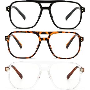 MMOWW Oversized Square Reading Glasses Fashion Cute Blue Light Blocking Computer Readers for Women 3 Pack
