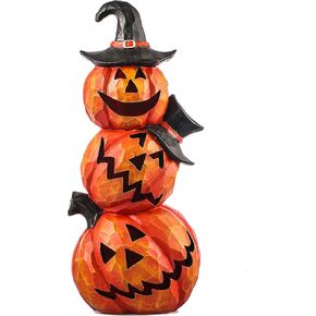 Lighted Evil Pumpkin Scary Jack O'Lantern 10.6in Halloween Ornament Table Centerpiece Decoration for Party Festival Events with Bling Spinning Water