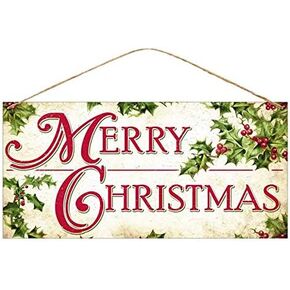 Craig Bachman 12" Tin Sign: Merry Christmas Holly - Metal Christmas Door Wreath Accent Sign MD0377