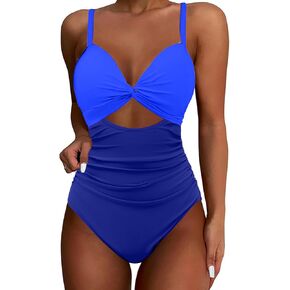 Color Block One Piece Swimsuit Women High Waisted Tummy Control Bathing Suits Full Coverage Girls Monokini 2024
