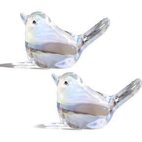 H&D HYALINE & DORA 3" Red Glass Bird Figurine Miniature Hand Blown Glass Birds Crystal Glass Animals Decorative Collectible Figurines Decor