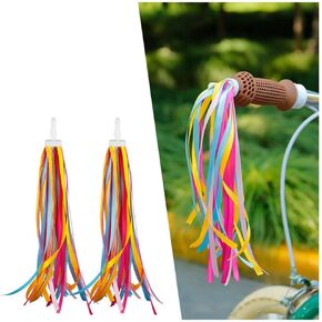 1 Pair Bike Handlebar Streamers,Bike Grips Tassels Ribbons Kids Bike Streamers Scooter Handlebar Streamers Bicycle Grips Ribbon Decoration,Pink Purple White