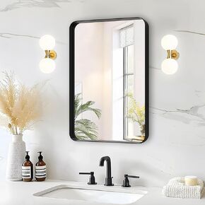 Fabuday Black Bathroom Mirror Over Sink - 28x36 Inch Large Framed Mirrors for Wall Rectangular, Black Frame Rectangle Vanity Big Mirror Wall Mounted for Bedroom, Farmhouse, Restroom, Entryway