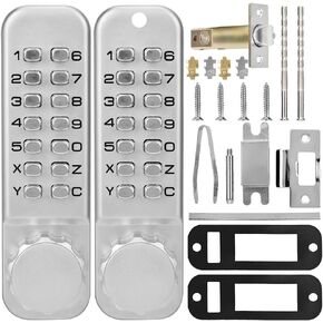 Mechanical Keyless Door Lock,Mechanical Double-Sided Password Combination Door Lock, Fireproof and Waterproof, no Power Supply, no Key Required, Security Code Lock