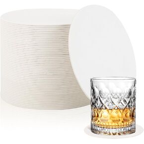 50 Pcs Paper Coasters （1MM）, 4 Inch Disposable Round White Cardboard Coasters for Weddings Parties Catering Bars DIY Crafts