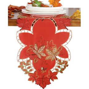 GRANDDECO Fall Thanksgiving Day Table Runner 13X54 with Maple Leaves for Autumn Family Dinner Home Kitchen Decoration Christmas & Gathering (Table Runner 13X54, Style 1 - Light Brown)