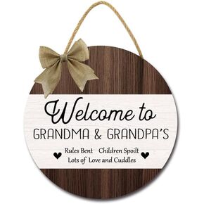 12IN Grandchildren Are Always Close To The Love Sign For Front Door Porch Rustic Farmhouse Wooden Funny Welcome Sign For Home Wall Decor Gifts For Grandparents Grandma Grandpa