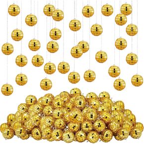 Hoolerry 200 Pcs 1.2 Inch Mirror Disco Balls Ornament Mardi Gras Mini Small Disco Ball Hanging Decorations Reflective Ball for 70s Disco Themed Party Christmas Tree Birthday Wedding (Silver)