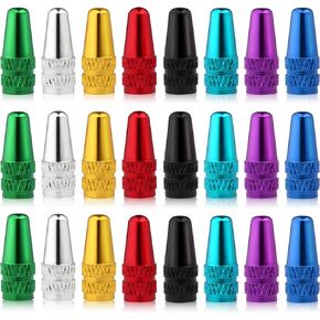 24 Pcs Bike Valve Caps - Bike Tire Caps, Aluminum Alloy French Bicycle Presta Valve Caps for MTB, Mountain Bike, Road Bike