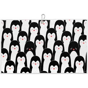 Cartoon Penguin Golf Towel Microfiber Club Cleaner with Carabiner Clip Water Absorption Quick Dry Golf Towels for Women Men Golf Accessories 15 X 24 Inch