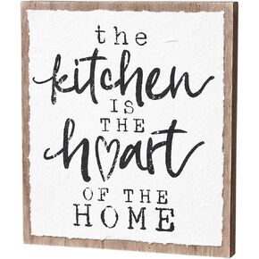 PARISLOFT The Kitchen is The Heart of The Home Wood Wall Sign, Farmhouse Wood Wall Hanging Decor Home Decor, Unframed Wall Art, 10.5" x 11.75 "