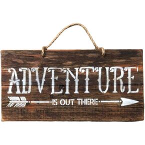 Adventure Rustic Farmhouse Wall Signs for Kitchen,Living Room,Home Decor, Is Out There Hanging Wooden Plaques,Wooden Tags(BW738)