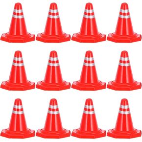 Mini Traffic Safety Cones Model 12pcs Tiny Plastic Traffic Cones DIY Sand Table Signs for Landscape Sand Table Roadblock Toy