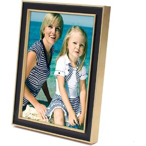 MIMOSA MOMENTS Brass tone Picture Frame with Black Enamel (Brass & Black,5x7 photo)