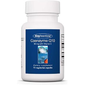Allergy Research Group Coenzyme Q10 Supplement - with Vitamin C, Heart Health, CoQ10 50mg, Ubiquinol, Antioxidant, Vegetarian Capsules - 75 Count