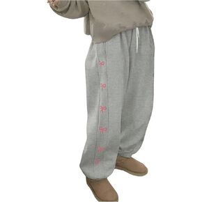 Milumia Women's Bow Print Drawstring Waist Sweatpants with Pockets