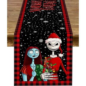 Christmas Table Runner The Nightmare Before Christmas Winter Holiday Party Kitchen Fireplace Dining Room Home Decoration (13" x 72")