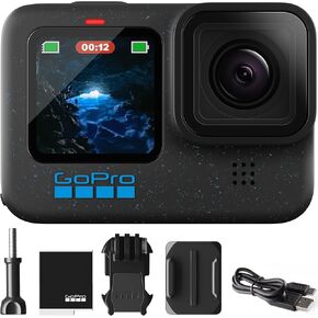 GoPro Hero12 Black E-Commerce Package - Waterproof Action Camera with 5.3K60 Ultra HD Video, 27MP Photos, HDR, 1/1.9" Image Sensor, Live Streaming, Webcam, Stabilization