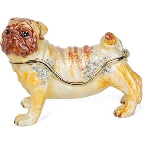 French Bulldog Trinket Box Hinged Puppy Dog Figurines Box for Jewelry and Treasures,Jewelry Ring Box Earrings Organizer Hand-Painted Collectible Keepsake Box Home Decor Gifts (yellow)