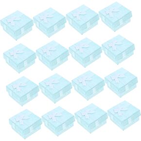 16pcs Box Ring Case Jewelry Packaging Boxes Red Wooden Jewelry Mini Earrings Bow Earrings Jewelry Boxes Earring Boxes Storage Boxes with Lids Women's Bulk Small Box