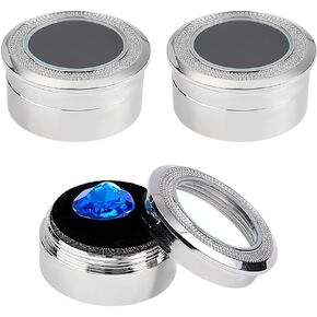 GORGECRAFT 3PCS Small Loose Diamond Display Box Light Gold Mini Round Alloy Gemstone Show Boxes Clear Top Lids Sponge Filled Case Holder Storage Container for Gems Coins Jewelry 1.3x0.6 Inch