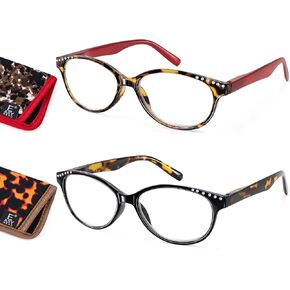 EASY READ 2 Pairs High Magnification Power Reading Glasses for Women,Stylish Lightweight Readers for Women with Spring Hinge
