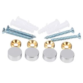 Mirror Screws,Brass Cap Decorative Mirror Nails,0.6",Polished Chrome,4 Pack